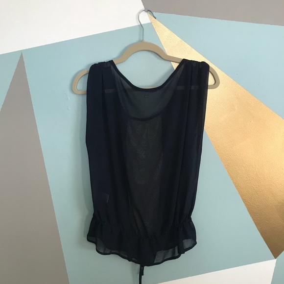 Navy chiffon and lace top - Picture 3 of 4